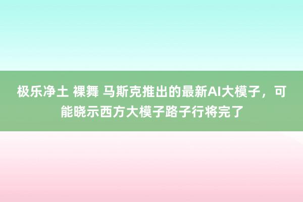 极乐净土 裸舞 马斯克推出的最新AI大模子，可能晓示西方大模子路子行将完了