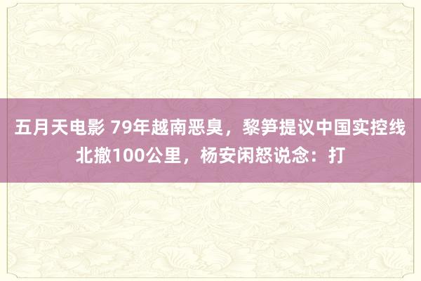 五月天电影 79年越南恶臭，黎笋提议中国实控线北撤100公里，杨安闲怒说念：打