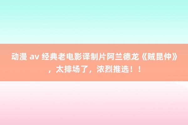 动漫 av 经典老电影译制片阿兰德龙《贼昆仲》，太排场了，浓烈推选！！