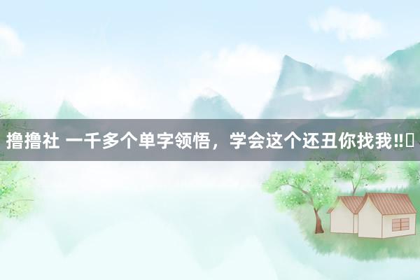 撸撸社 一千多个单字领悟，学会这个还丑你找我‼️